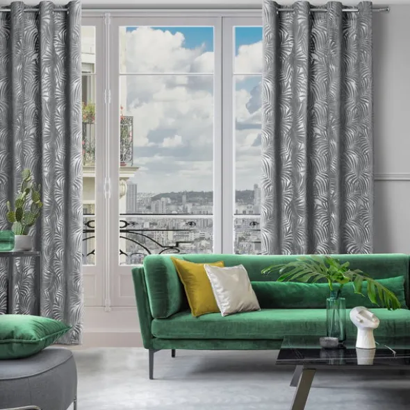 Zasłona 140 x 250 Dekoracyjna Przelotki Livia Stal