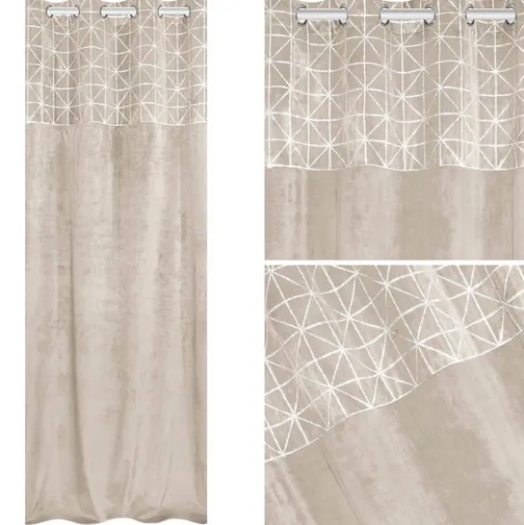 Zasłona 140 x 250 Dekoracyjna Velvet Glossy Beż