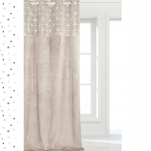 Zasłona 140 x 250 Dekoracyjna Velvet Glossy Beż