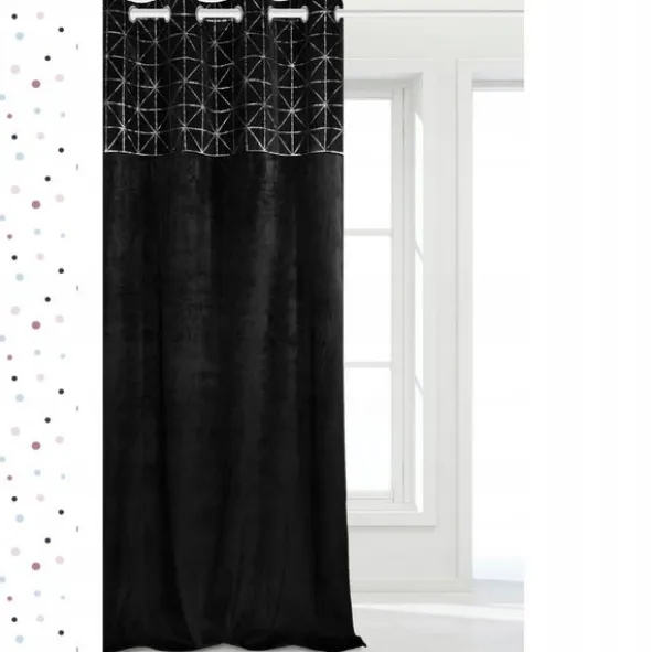 Zasłona 140 x 250 Dekoracyjna Velvet Glossy Czarny