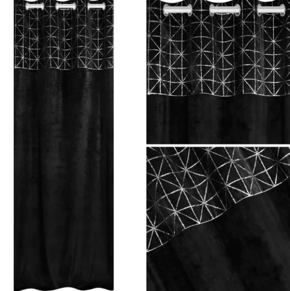 Zasłona 140 x 250 Dekoracyjna Velvet Glossy Czarny