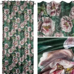 Zasłona 140 x 270 Dekoracyjna Velvet Palmera Ziel