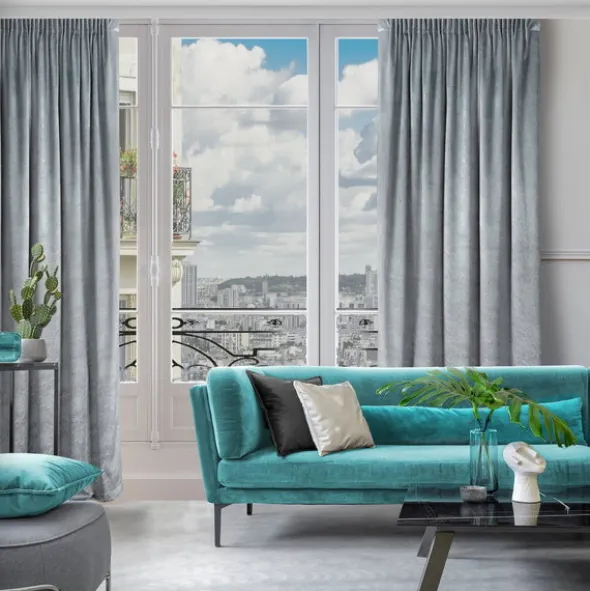 Zasłona 140 x 270 Dekoracyjna Velvet Rivia Stalowy