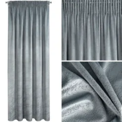 Zasłona 140 x 270 Dekoracyjna Velvet Rivia Stalowy