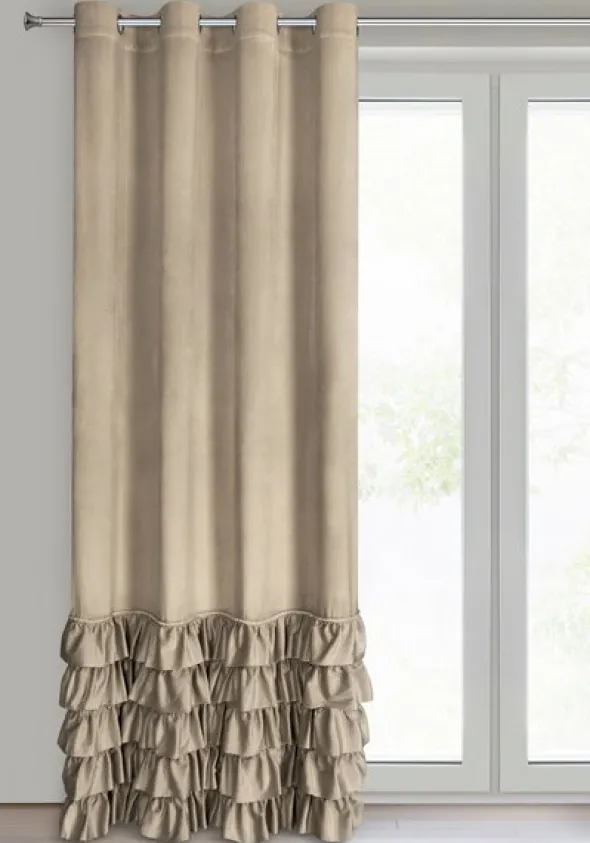 Zasłona 140 x 250 Welwet z Falbaną Carli C.Beż