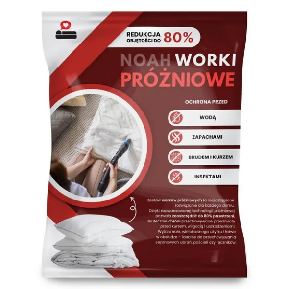 Zestaw Worków Próżniowych Na Ubrania Pościel Tekstylia 9 szt Noah