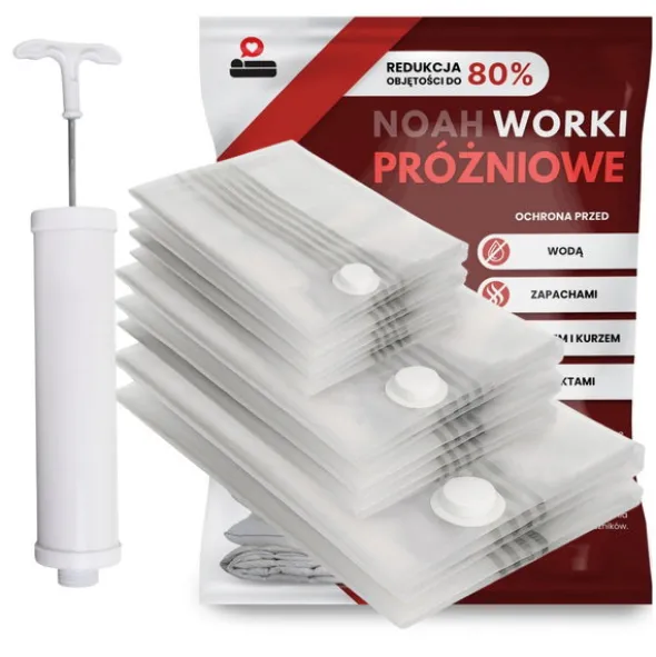 Zestaw Worków Próżniowych 9 szt Noah + Pompka